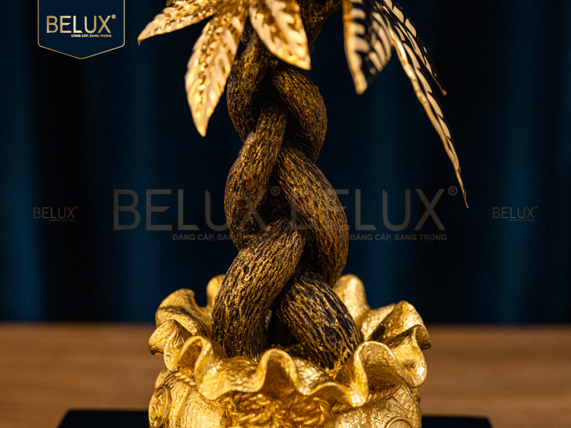 Chậu kim ngân dát vàng 24k 17x14x22cm